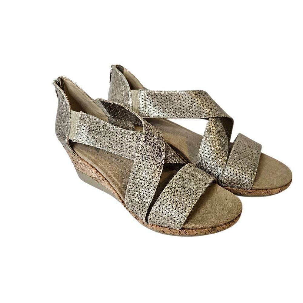 Anne Klein Poetic wedge sandals, sandals metalic. 10M. NWOT.
